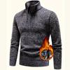 Men S Fleece Lined Half Zip Stand Collar Slim Fit Knit Sweater