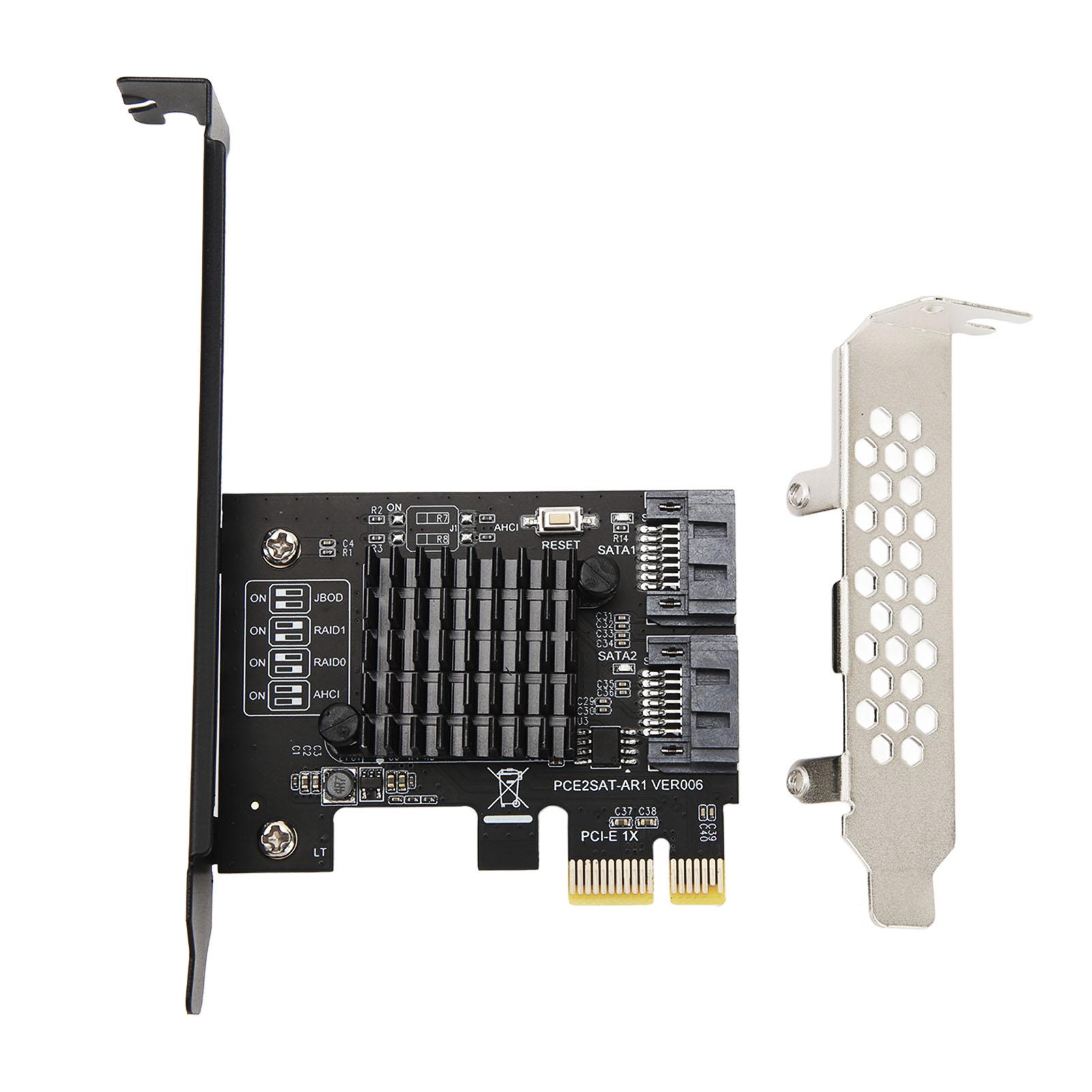 

PCIE to SATA3.0 Expansion Card 2 Ports 6Gbps High Speed Multi Function Support PCIE SATAIII RAID