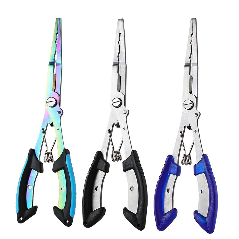 Oem 21*6cm 108g 3 Colors Fishing Pliers Stainless Steel Fishing Tackle Plier Multifunctional Clamp Line Cutter Hook Remover
