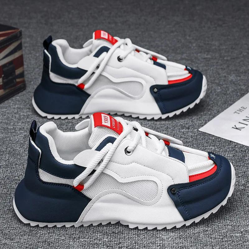 

Модные мужские кроссовки на толстой подошве, модная повседневная обувь для отдыха на открытом воздухе, дизайнерская обувь на платформе для мужчин, дышащая теннисная обувь Zapatillas De Hombre 43 синий