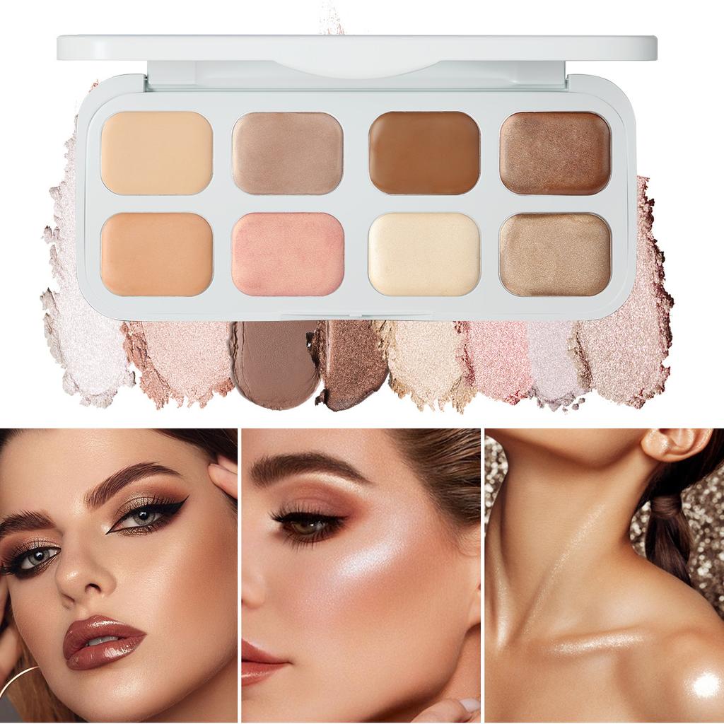 8-Color Waterproof Blush Eye Shadow Palette Make-up for Women Shimmering Pink Long-Lasting Glitter Finish Rare Beauty Cosmetics