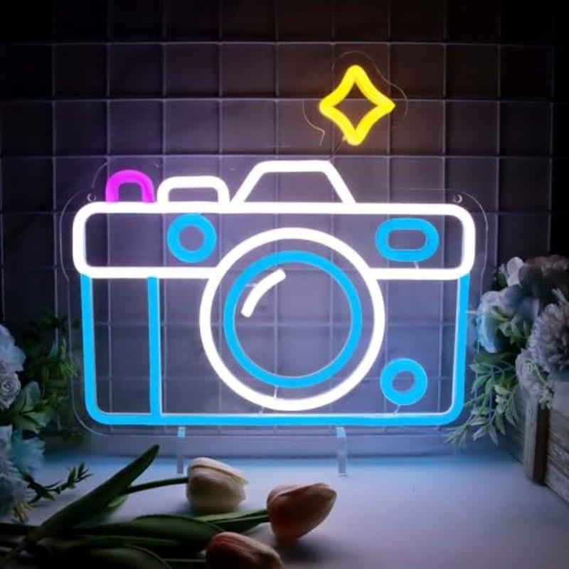 

Photography Camera Neon Light Dimmable LED Signs for Wall Decor Photography Lover Room for Bedroom Home Boys Girls