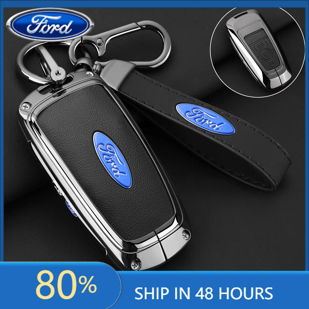 Car Sticker 2026 Ford 2025 Hot Leather Car Key Case Protector Cover for Ford Fusion Mustang Explorer F150 F250 F350 EcoSport Edg