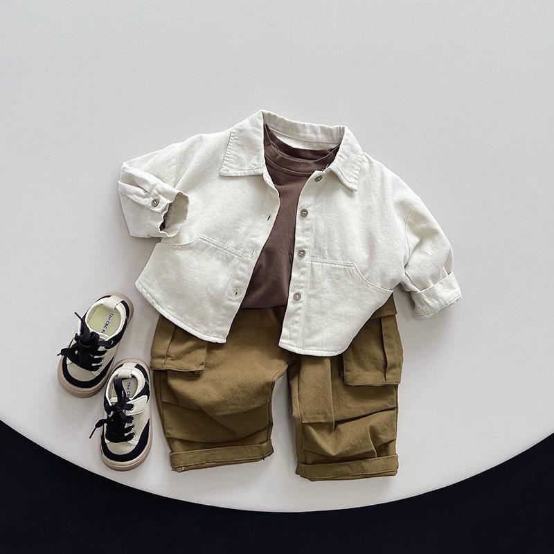 Korean Style Kids' Solid Long-Sleeve Top - Unisex Autumn T-Shirt for Toddlers