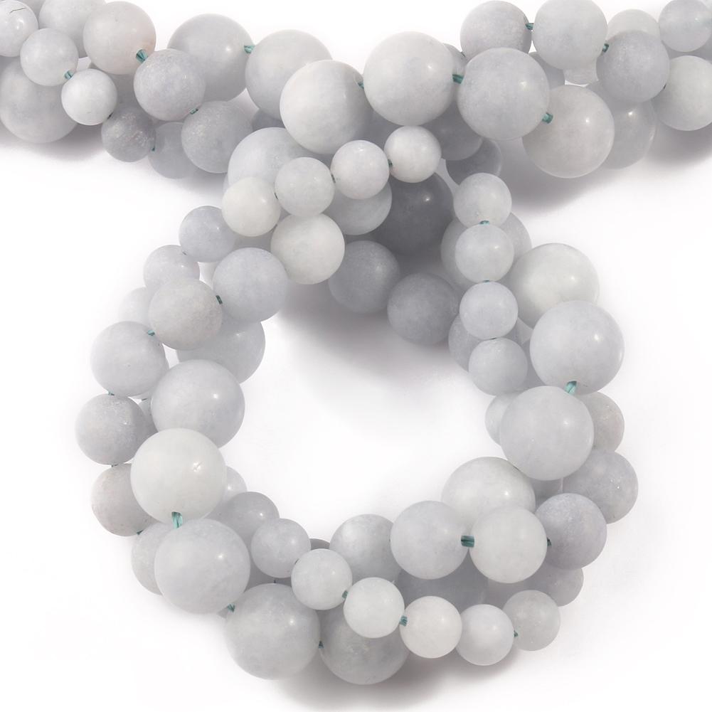 Mărgele de piatră de jade albastru deschis, mat natural, mărgele rotunde libere, gri mate, pentru fabricarea de bijuterii, accesorii pentru brățări, 6 8 10 mm