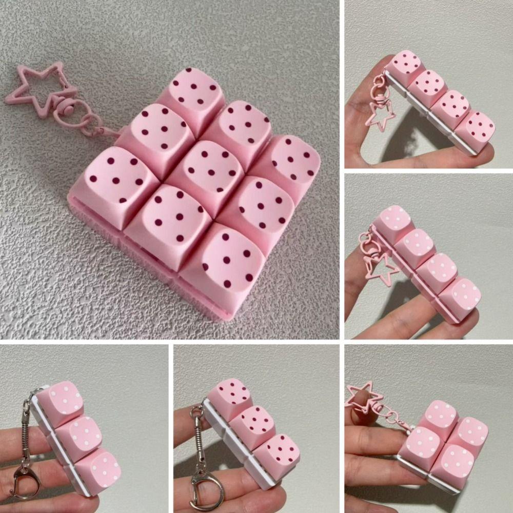 Button Keycap Fidget Keychain 3/4/6/9 Keys Bag Pendants New Finger Keyboard Toy  for Adult Kid