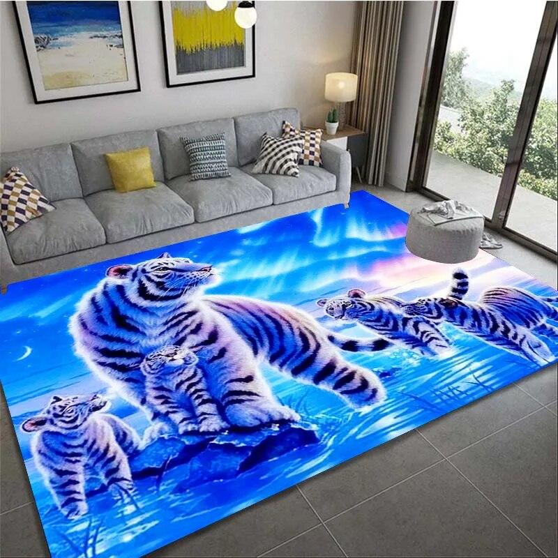 Cartoon Tiger HD Printing Art Camping Carpet Living Room Home Decoration Sofa Bed Carpet Non Slip Chair Cushion Casual Cushion