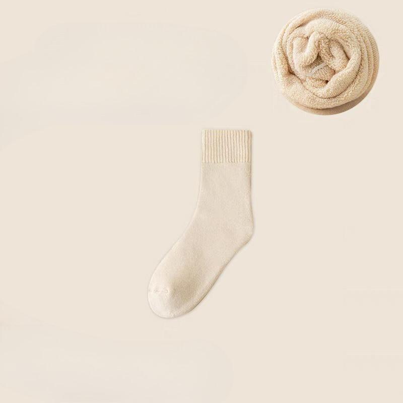 

Женские зимние утолщенные теплые шерстяные носки-трубы с махровым дном 1 pair бежевый