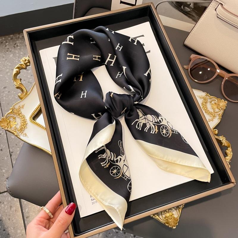 High-end large square scarf silk scarf women's new versatile neck summer thin bag head mother scarf with shawl