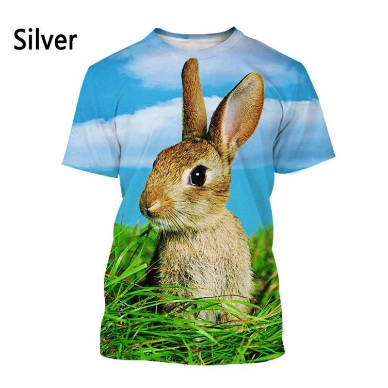 New Fashion Animal Rabbit 3D Printed T-shirt Men's and Women's Summer Casual Short Sleeve Crewneck Shirt Top