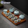 Ge Kiln Ceramic Kung Fu Tea Set with Bamboo Tray