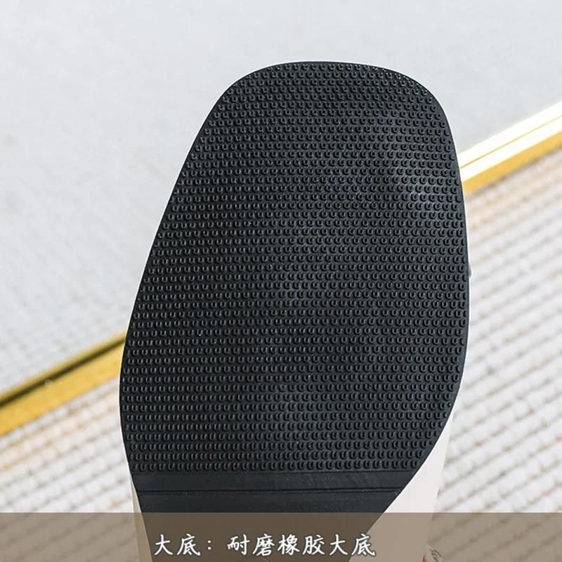 Fashion 2025 New Single Women's High Heels Round Head Vintage Mary Jane Chunky Heel Hepburn Pearl Shoes