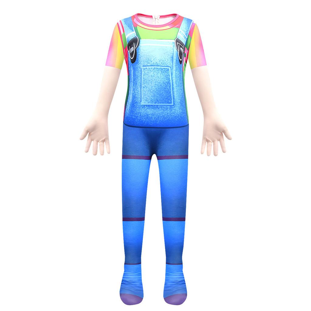 4863 Kids Boys Girls Roblox Print Jumpsuit Mask Sets Halloween Cosplay Costumes