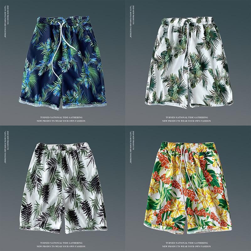 Men's Loose Plus Size Hawaiian Floral Beach Shorts - Quick-Dry, Trendy, Five-Point Design for Couples