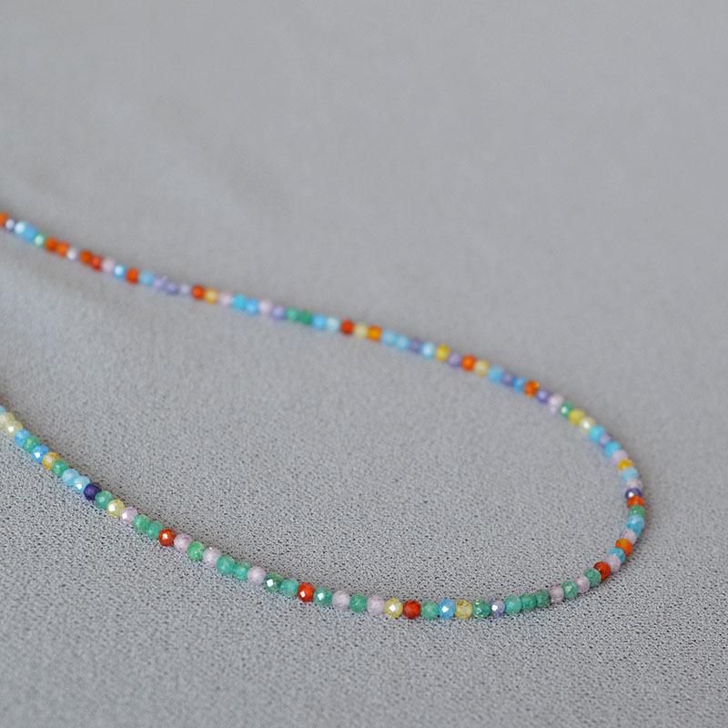 

Japanese & Korean Minimalist Sparkling Zircon Beaded Short Necklace