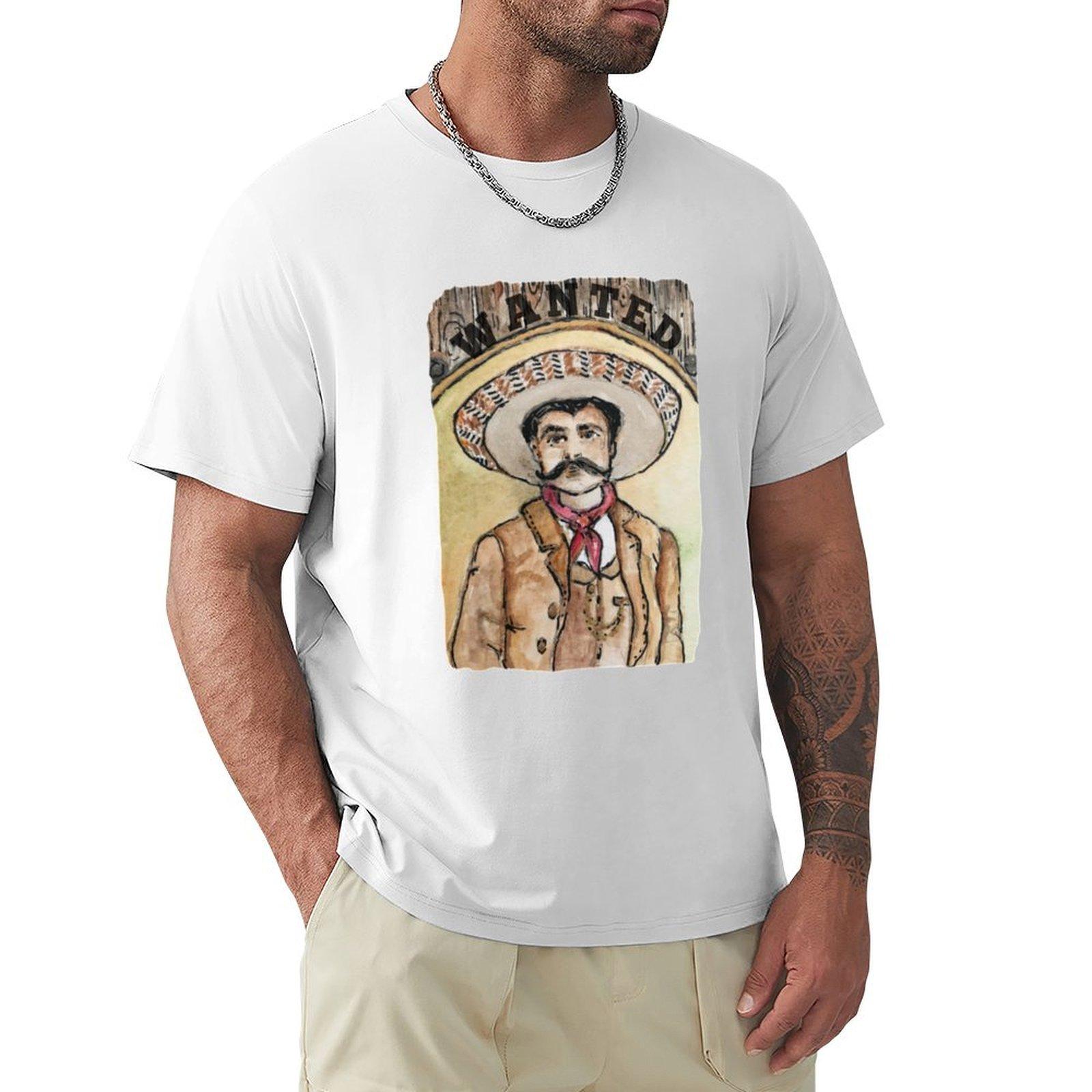 WANTED  Mexican Outlaw  Sombrero Hat  Wanted Poster Bandit Moustache TShirt Anime tshirt oversized t shirt men S