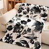 Art B-Black a-and W-White Floral Throw High-Density Short Plush Blanket Soft Skin-Friendly for Sofa Nap Air-Conditioned Room