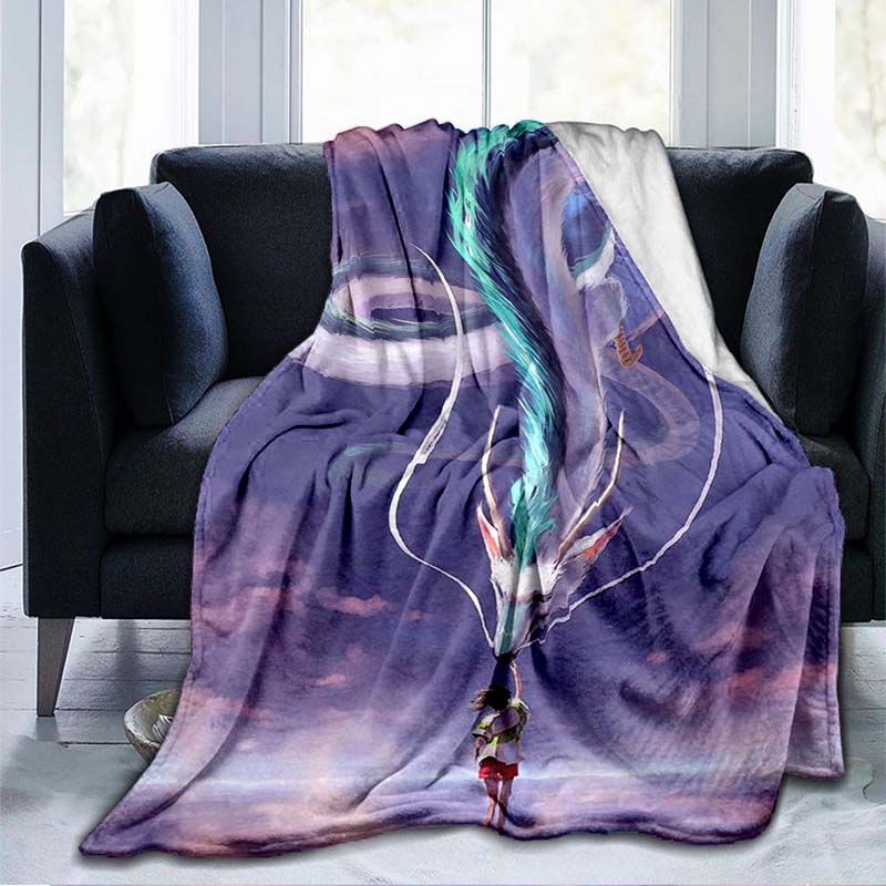 Hayao Miyazaki Works Japan Anime Soft Flannel Blanket Spirited Away Throw Blanket Rug Piece Sofa Bed Knee Blankets Boys Girls