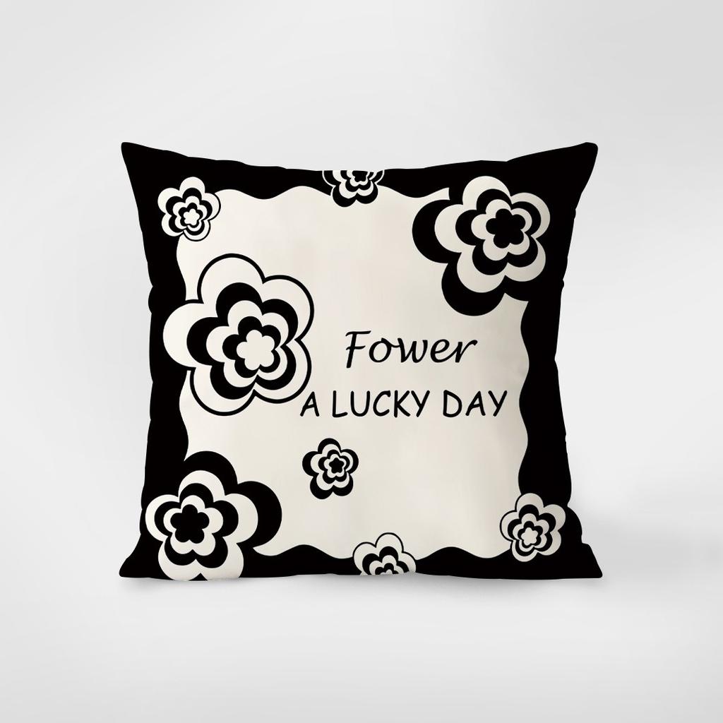 Simple Black and White Cartoon Pillowcase Interior Decoration Office Living Room Home Pillowcase
