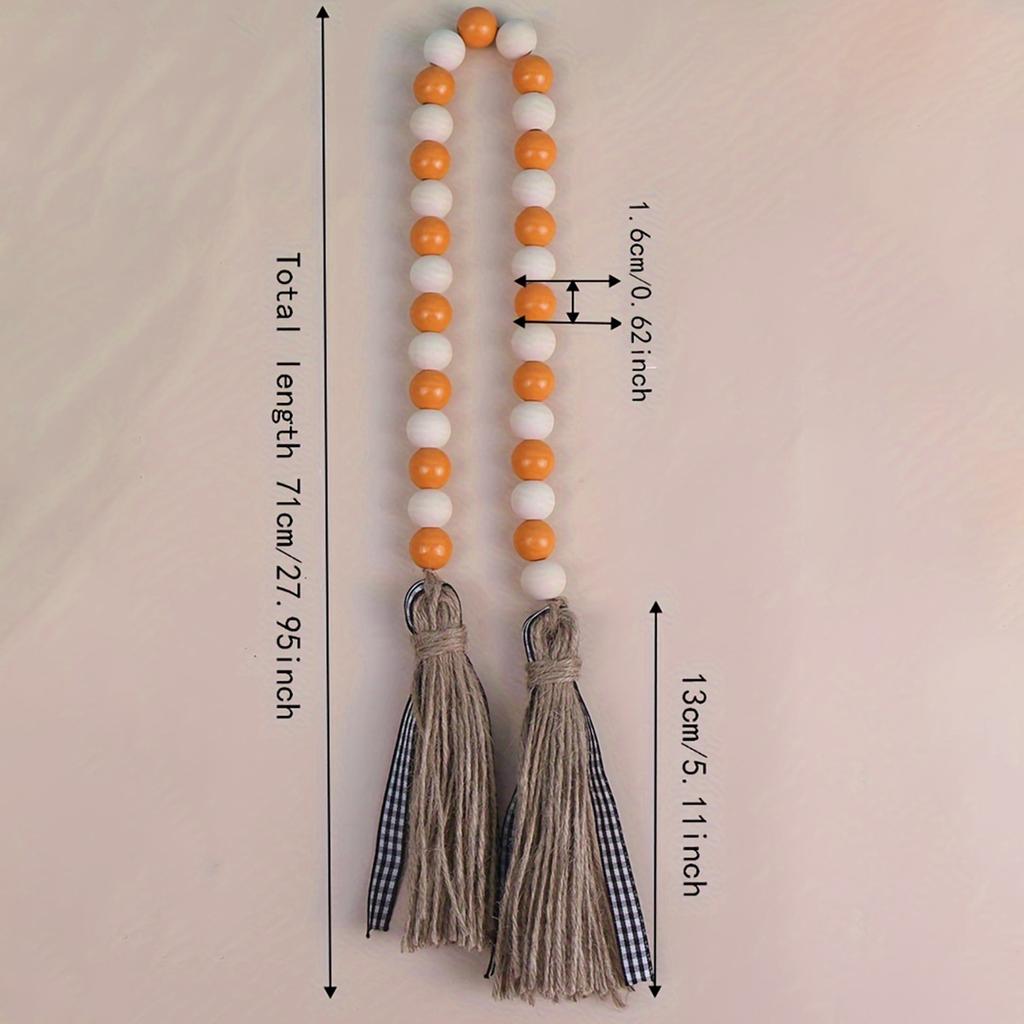1 Pc - Wooden Bead Wreath with Tassels for Living Room and Bedroom Decoration
