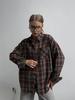 2026 Retro Plaid Women's Loose Long Sleeve Shirt with Turn-down Collar