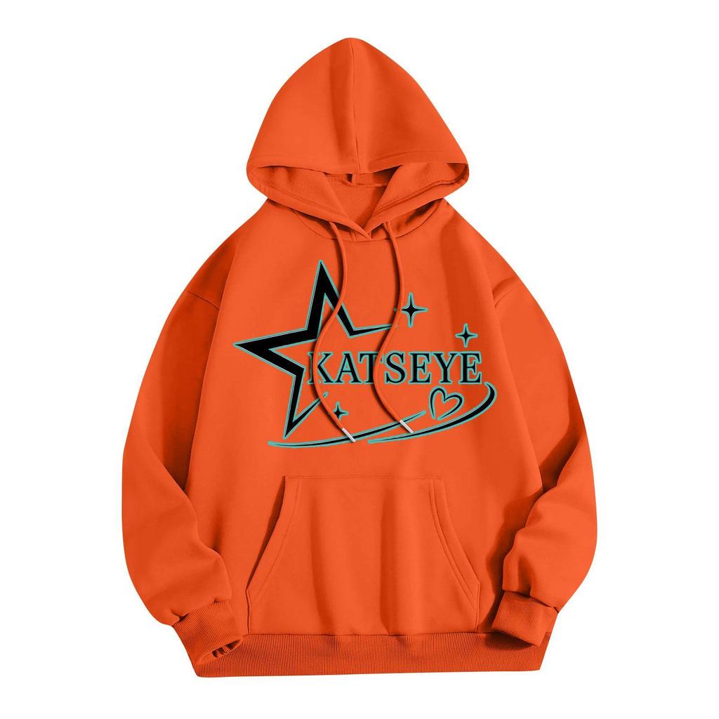 Unisex Lightweight Long-Sleeve Printed Hooded Pullover Sweatshirt