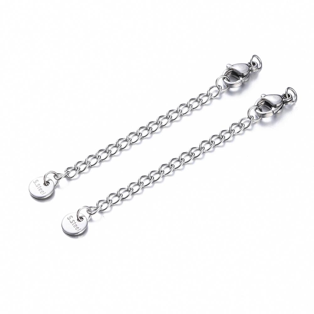 10pcs Stainless Steel Extension Extended Tail Chains Lobster Clasps Connectors DIY Jewelry Making Findings Bracelet Necklaces