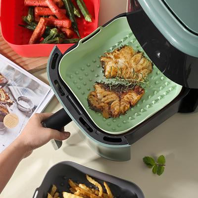 Air Fryer Silicone Pot Thick Reusable Silicone Square Air Fryer Liners Replacement of Parchment Liner Paper Air Fryer Basket