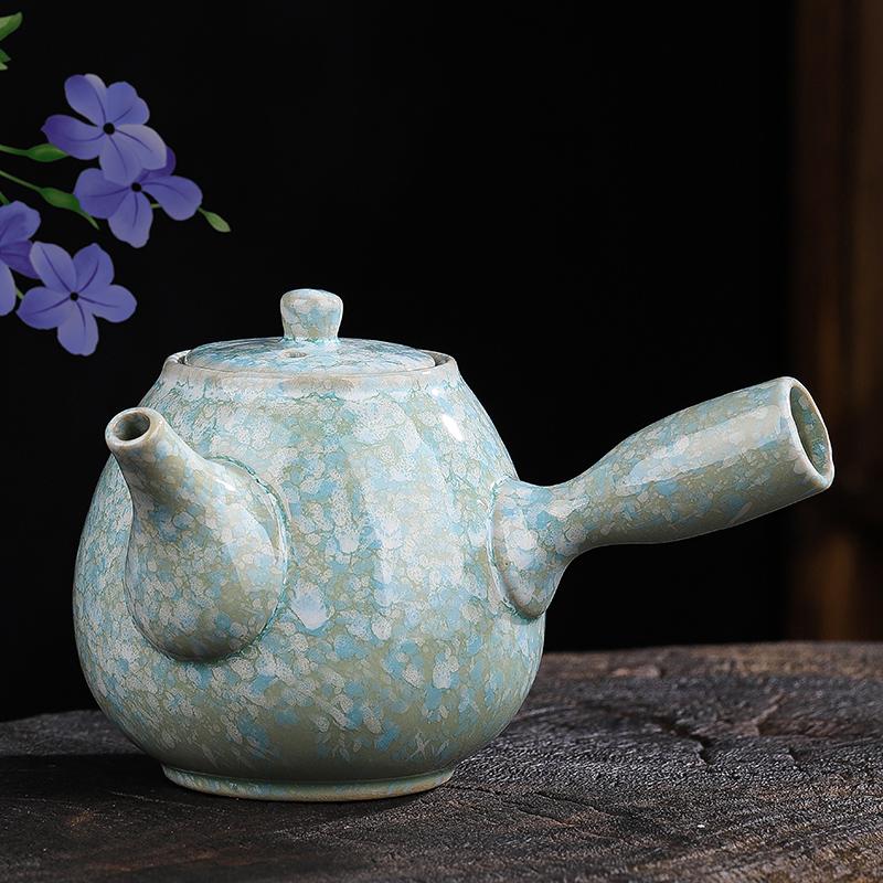 Retro Japanese Style Tea Pot with Side Handle, Lifting Beam, Anti Scalding Ceramic Tea Pot, Household Kung Fu Tea Set