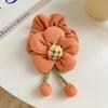 Handmade Flower Kids Hair Scrunchies Satin Elastic Hair Ties Accessories Floral Cute Linen Scrunchy Hair Band for Girls