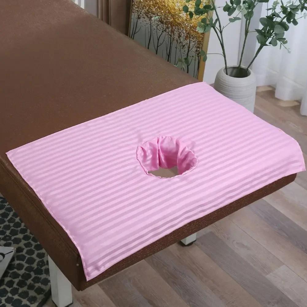 70x50CM Face Hole Towelling Covers SPA Soft Cotton Beauty Massage Treatment Bed Table Cover Sheet With Hole for Salon SPA розовый