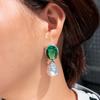 Nadel Temperament Simulation Paraiba Turmalin Smaragd Perle Ohrringe Anhänger Zirkon Ohrschmuck