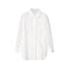 Lace Embroidered Lapel Loose White Commuter Shirt