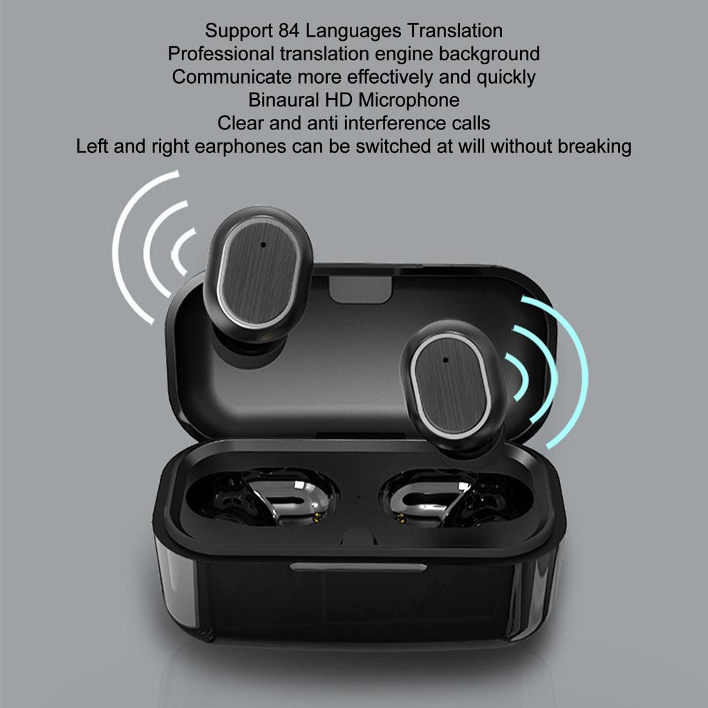 Übersetzergerät Bluetooth Übersetzungs-Ohrhörer 84 Sprachen Echtzeit Stereo Kabellose Übersetzer-Ohrhörer für Musik und Anrufe