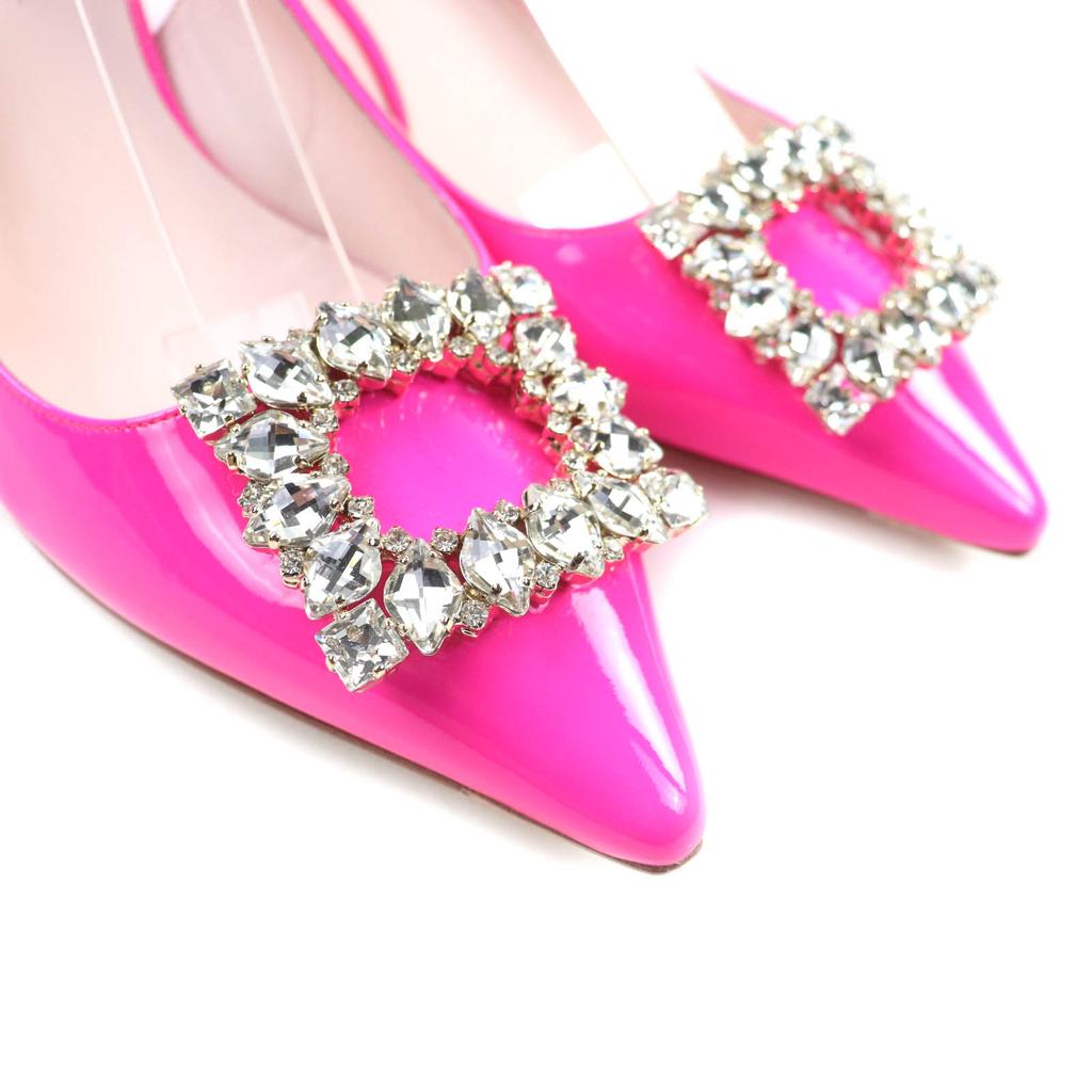 Roger Vivier Pumps Virgul Strass Schnalle rosa Lackleder Damen 38 Gebraucht