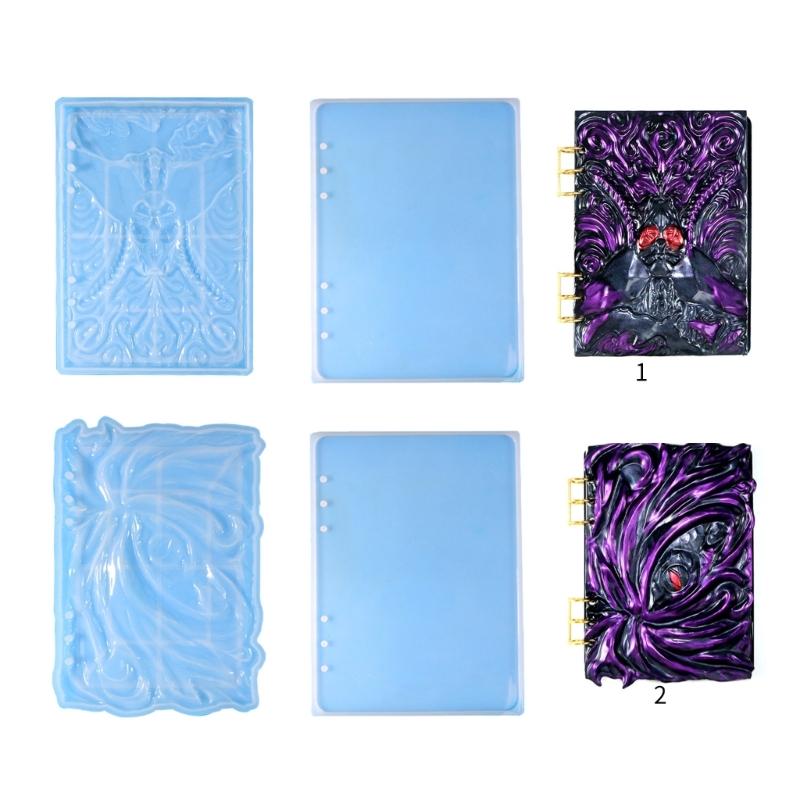 Notebook Cover Resin Mold DIY Crystal UV Epoxy Silicone Molds Note Book Notepad Covers Resin Casting Mould with Rings