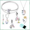 7-teiliges Set CZ 925 Sterlingsilber Farbpalette Maler Stift Anhänger Ohrringe Halskette Ring Armband Set Box Für Damen Schmuck Geschenk