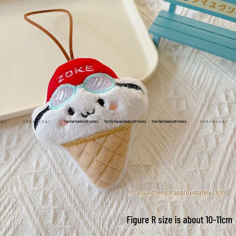 Plush Ice Cream Doll Ornament Pendant for Beach Bag or Seaside Gift