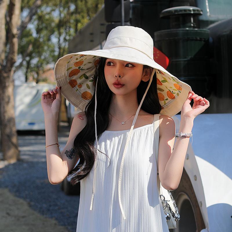 Bucket Hat Women Plus Large Eaves Sunshade Double-Sided Sun Protection Hat Casual Simple Travel Uv Protection Hat