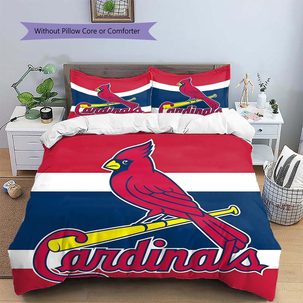 St.Louis Cardinals Pattern Bedding Quilt Set Home Decoration Gift (1 * Duvet Cover + 2 * Pillowcase Without Core)