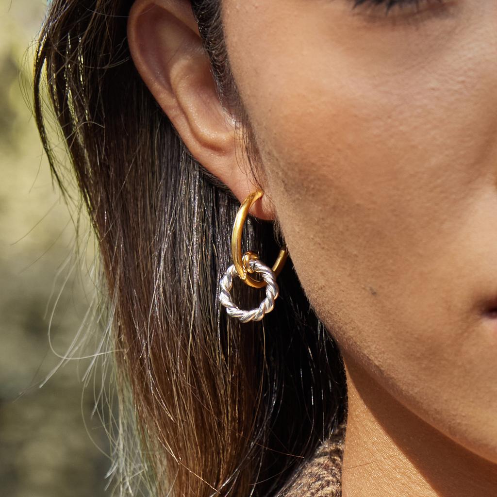18K Gold, Light Luxury High-end Color Matching Threaded Earrings Jewelry