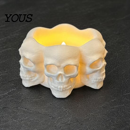 Unique Candle Holders For Halloween 3D Printed Skull Holder, with Internal Groove, Dark Style Holder Ornament, for Tea Wax And LED Candles Atmosphere