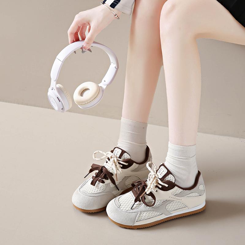 Fashion CRLAYDK Cloud Sneakers for Women Lace Up Trendy Gum Sole Shoes Mesh Walking Casual Tennis Ladies Anti Slip Comfortable Trainers