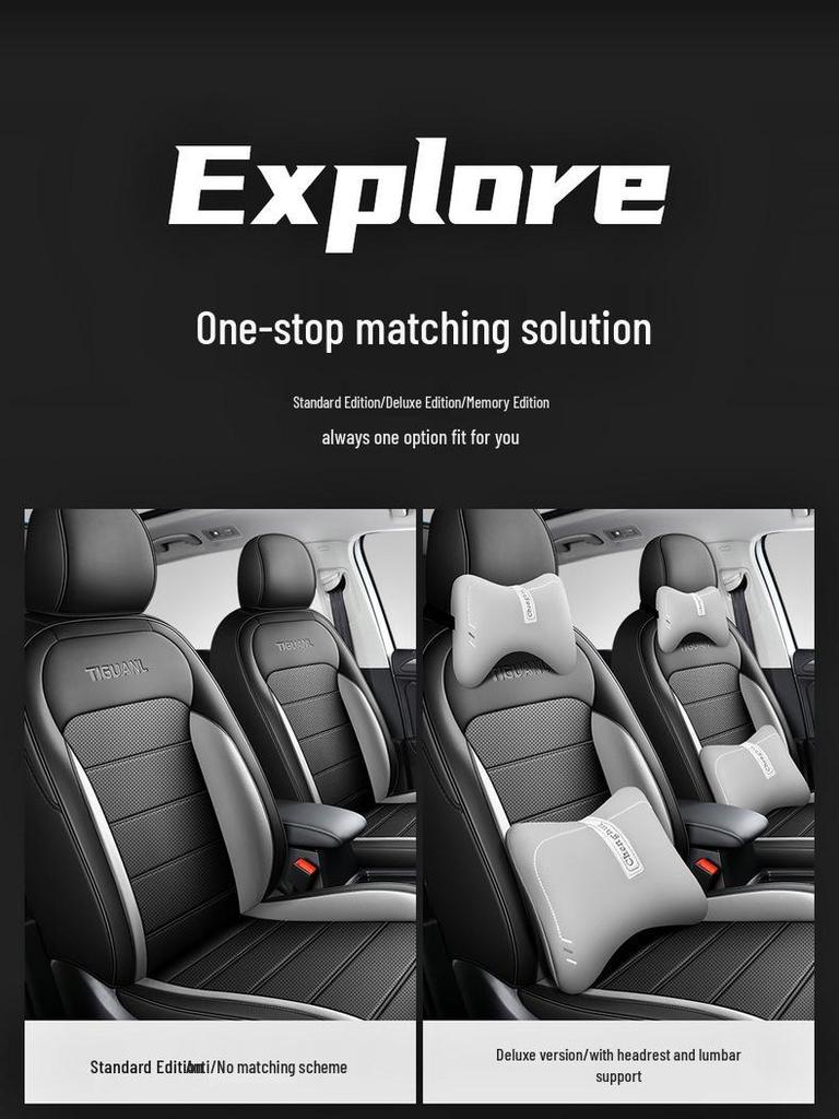 Huse scaune auto din piele respirabilă cu 5 locuri pentru Volkswagen Tiguan L 2023 pentru toate anotimpurile