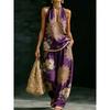 1116 Summer Cool Neck Suit Women's Temperament V-Neck Off-Shoulder Top + High Waist Wide Leg Pants Two-piece Set