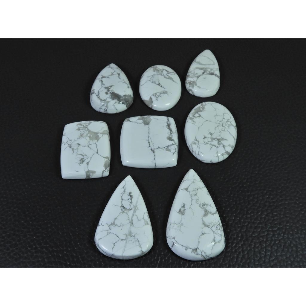 378Cts. Natural Howlite Mix Shape Cabachon Loose Gemstone 08 Pcs Lot C-2548