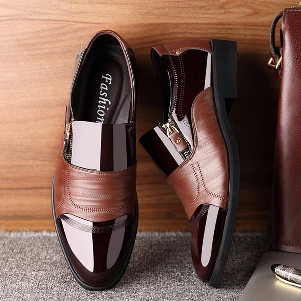 Herren Business Slip on Oxford PU Leder Atmungsaktive spitze Zehenschuhe