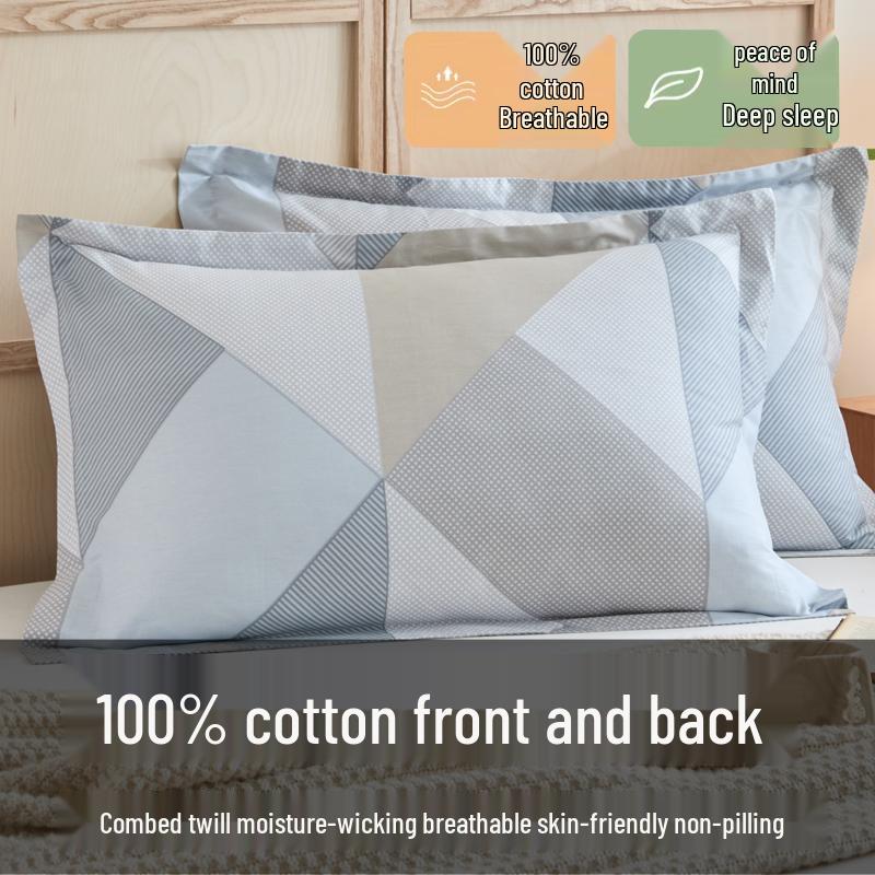Set of Two 100% Cotton Large Pillowcases, Thick 48x74cm for Home Use