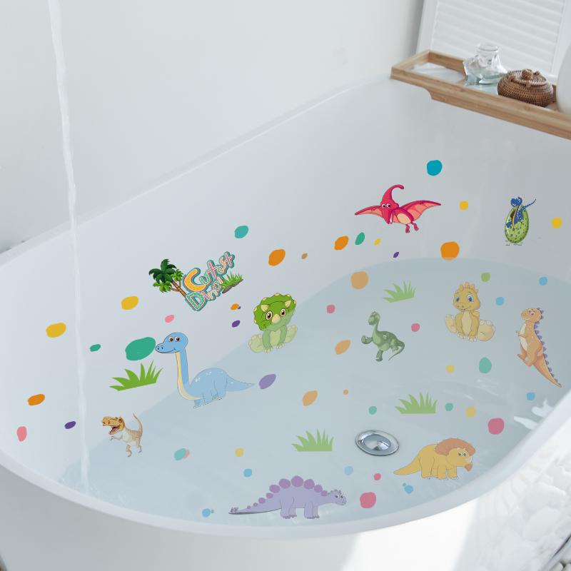 6Pcs/Set Bathtub Decoration Anti-Slip Bathtub Stickers Cartoon Coral Crab Small Fish Pattern Stickers Bathroom Pvc Frosted Batht