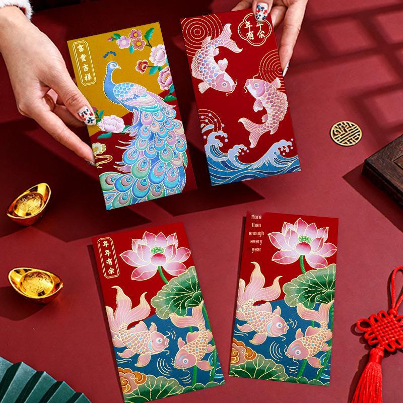 2026 Chinese New Year Creative Hot Stamped Red Envelopes - Festive Spring Lai See with Abundant Yearly Blessings